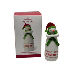 Hallmark Keepsake Ornament Merry Wishes Snowman 2014 Christmas 4" Holiday Decor